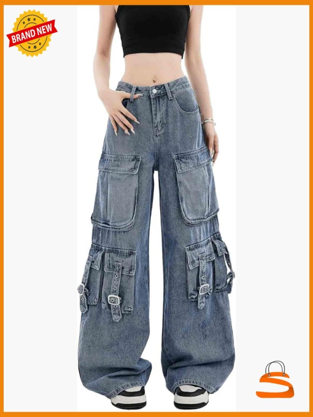 Y2K Retro Wide Leg Multi Pocket Street Jeans